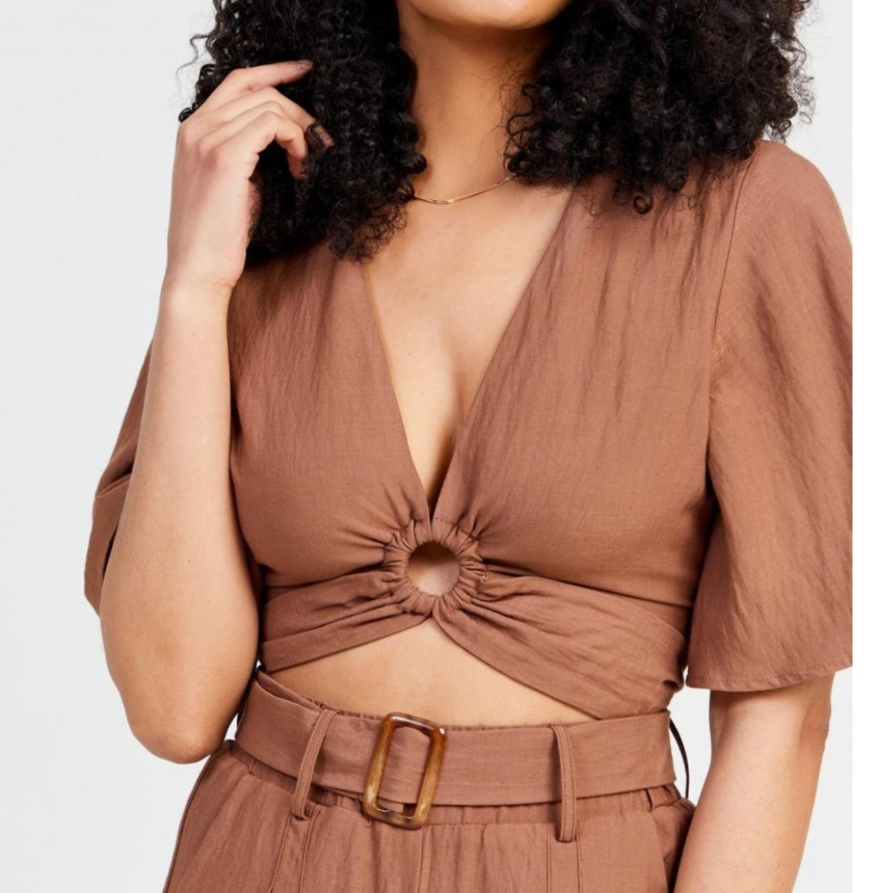 Altar’d State Cropped Anna Top / Brown / Sz Medium